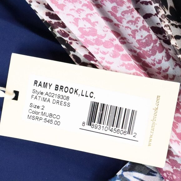 New Ramy Brook Women's 2 Fatima Multicolor Print Silk Chiffon Hi-Low Maxi Dress - Picture 12 of 13